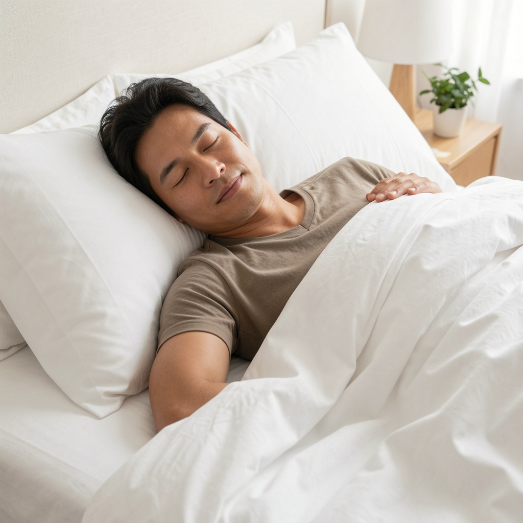 Persoon die uitgerust wakker wordt na een goede nachtrust